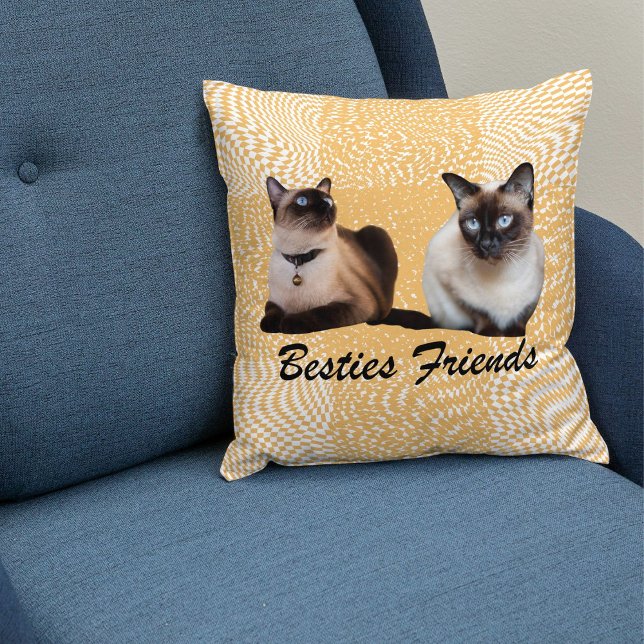 Coussin Cute Twin Siamese Chats Décor Cadeau Modèle beige (Créateur téléchargé)