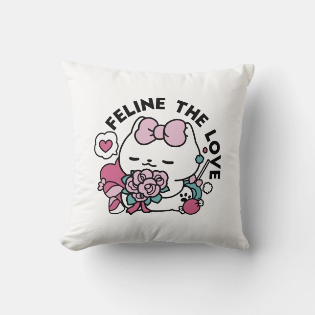 Coussin Cute Valentine's Cat Design - Feline the Love (Recto)