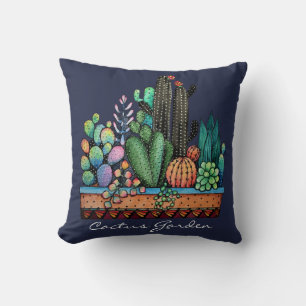 Coussin Cute Watercolor Cactus Garden