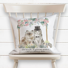 Coussin Cute Watercolor Chats Juste Marié Mariage Keepsaké
