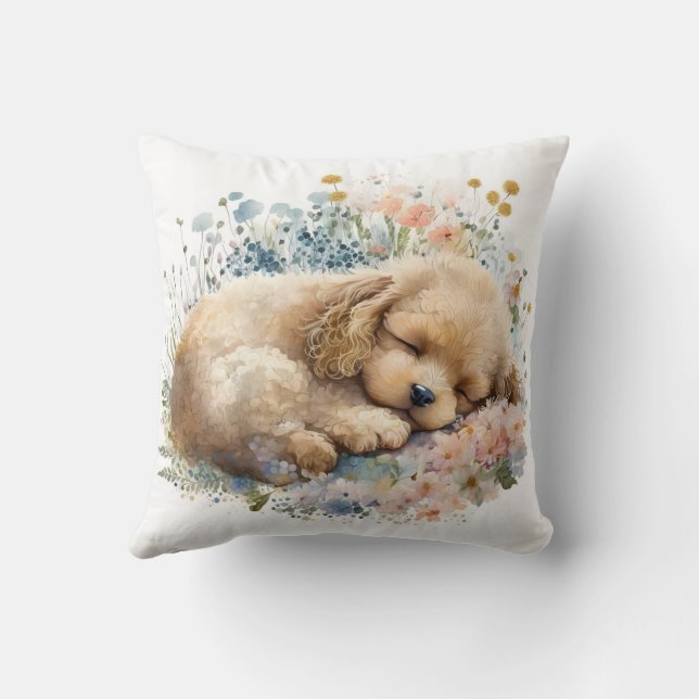 Coussin Cute Watercolor Poodle Dog (Verso)