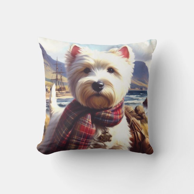 Coussin Cute West Highland Peinture de Terrier blanc (Recto)