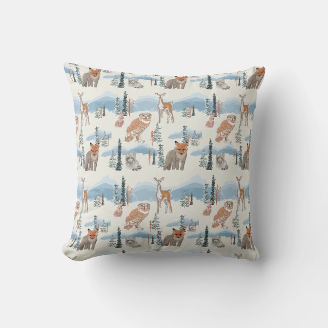 Coussin Cute Whimiscal boisé animaux bébé pépinière (Recto)