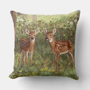 Coussin Cute White Deer Twin Fawns