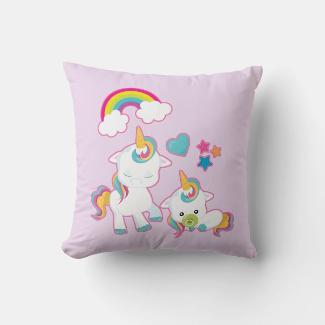 Coussin Cute White Unicorns Magical Mama & Baby (Recto)