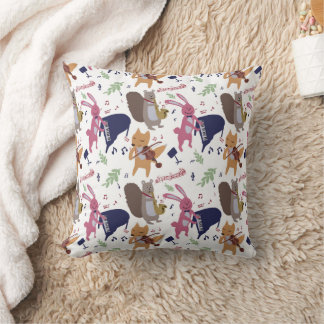 Coussin Cute Woodland Animal Band Musical Instruments 