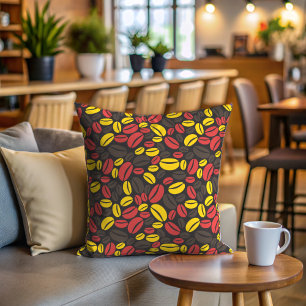 Coussin Cute Yellow Brown et Red Coffee Bean