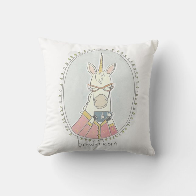 Coussin Cutie caféinée | Brew Unicorn (Recto)