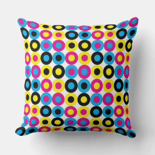 Coussin Cyan, magenta, jaune, points noirs