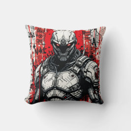 Coussin Cyberpunk Guerrier Graffiti Jeu d'oreiller