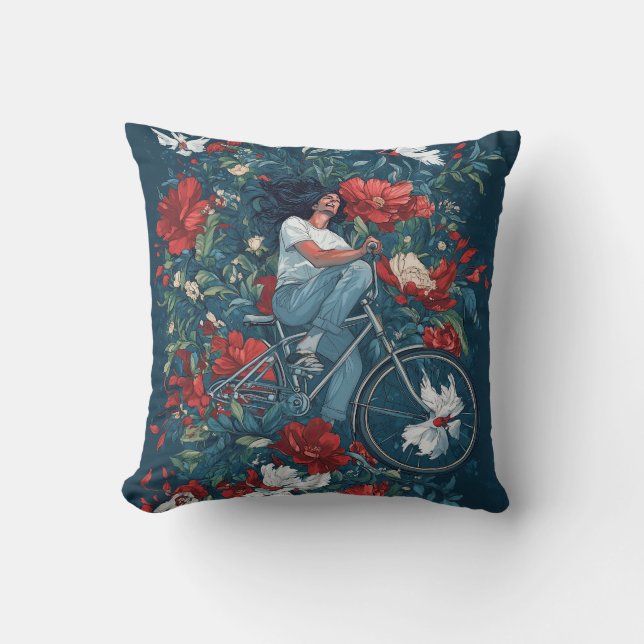 Coussin Cycliste et fleurs (Recto)