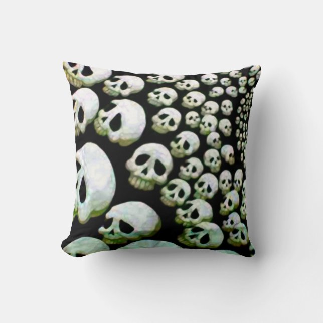 Coussin Cyclone de crâne - horloge de la mort - têtes (Recto)