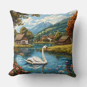 Coussin Cygne sur le lac