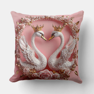 Coussin Cygnes de Mariage Perle Or Amour de Mariage