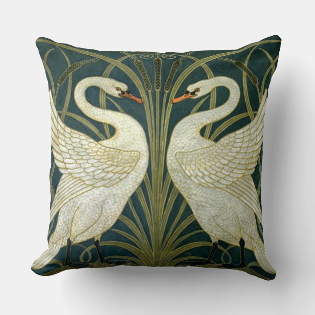 Coussin Cygnes de Nouveau de l'art de la grue (Recto)