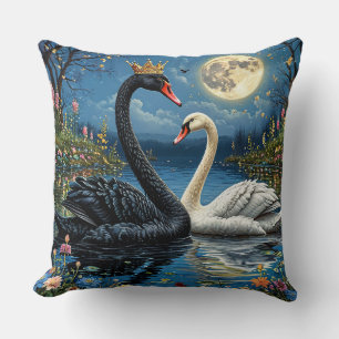 Coussin Cygnes majestueux sous un ciel au clair de lune