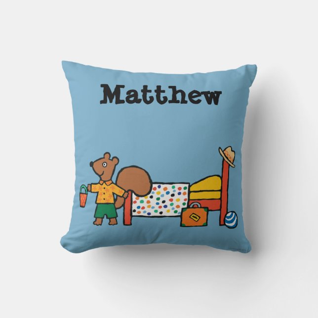 Coussin Cyrille l'écureuil des vacances (Recto)