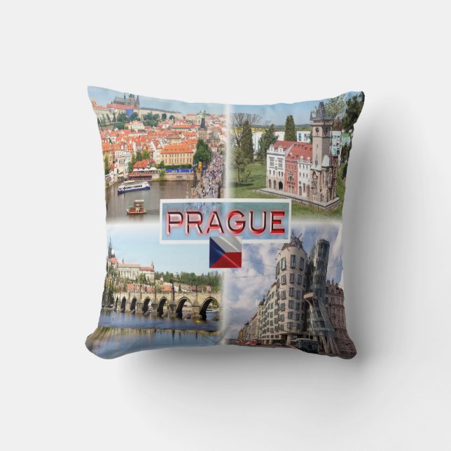 Coussin CZ Prague - Hôtel de Ville - Pont Charles (Recto)