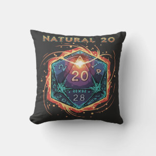 Coussin D20 enflammé 20 Naturel Critique épique D&D
