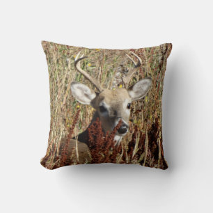 Coussin D31 Cerf à queue blanche dans les mauvaises herbes