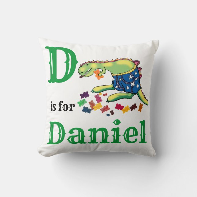 Coussin D est pour bébé garçon Daniel  (Recto)