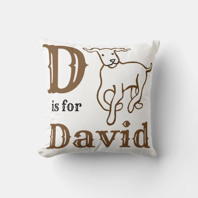 Coussin D est pour David bébé garçon  (Recto)