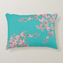 Coussin d'accent à fleurs de cerisier à l'aquarell
