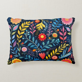 Coussin d'Accent à fleurs de tapisserie bleu Triba
