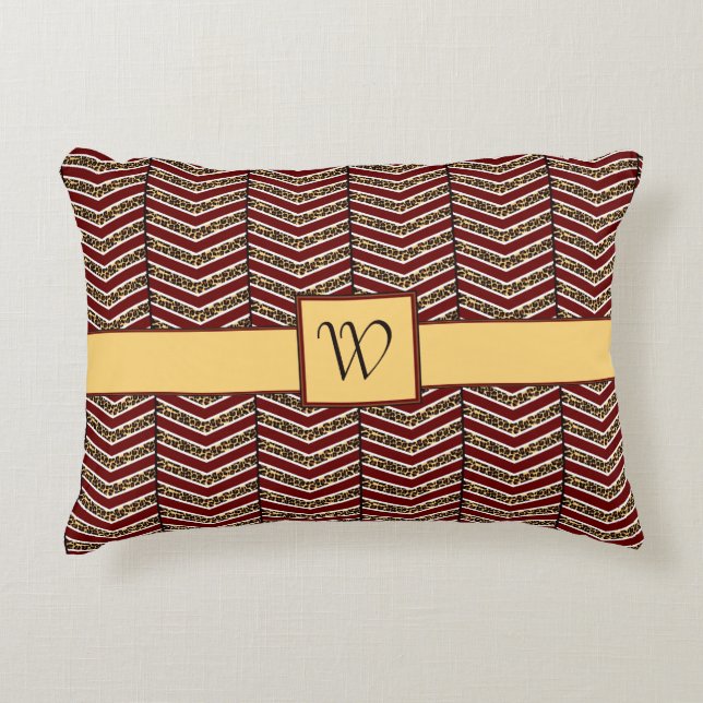 Coussin d'accent de Chevron d'empreinte de léopard (Devant)