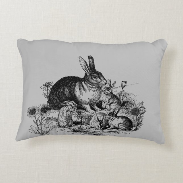 Coussin d'accent de la famille de lapins en silhou (Dos)
