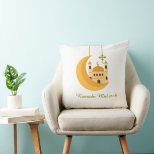 Coussin d'accent de mosquée et de lune de Ramadan