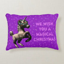 Coussin d'accent de Noël "de licorne de vacances"