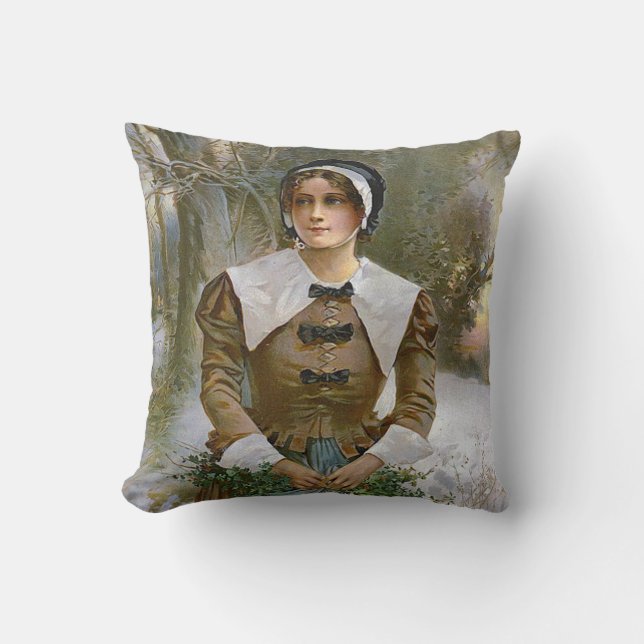 Coussin d'accent de thanksgiving de jeune femme de (Recto)