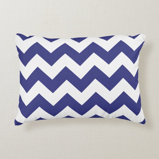 Coussin d'accent de zigzag de Chevron - bleu royal (Devant)