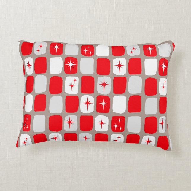Coussin d'accent rétro Red Starburts (Dos)