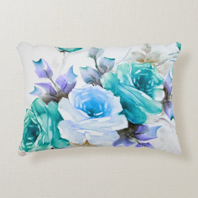 Coussin d'accent Rose turquoise et bleu (Devant)