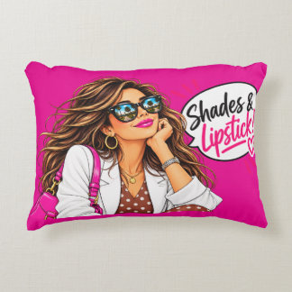 Coussin d'accent Shades & Lipstick Hot Pink Pop Ar
