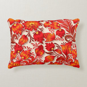coussin d'accents à la floraison orange brun
