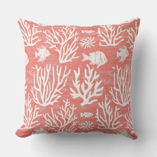 Coussin d'accents de corail   Oreillers côtiers