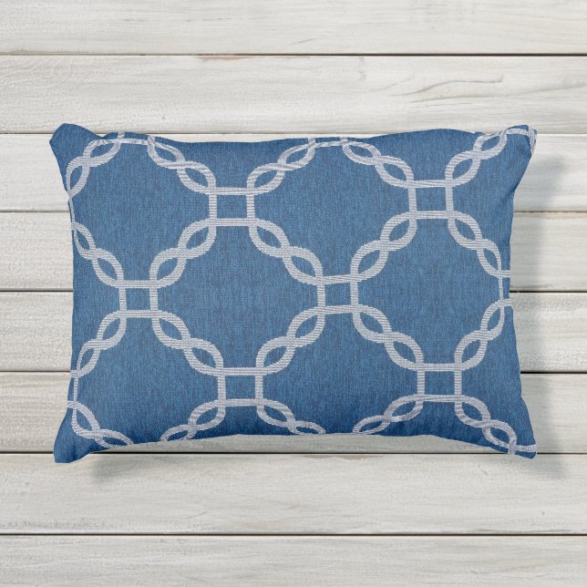 Coussin d'accents extérieur en treillis bleu 16 po (Devant)