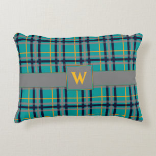 Coussin d'accents Plaid bleu et orange