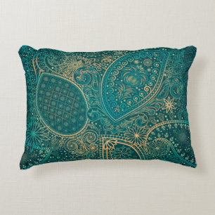 Coussin d'accents turquoise ethnique