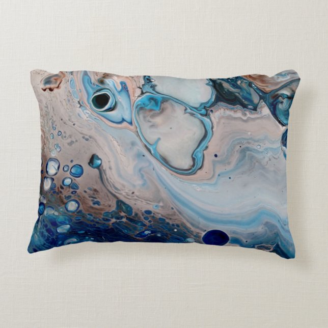 Coussin d'accentuation d'art Abstrait bleu (Dos)