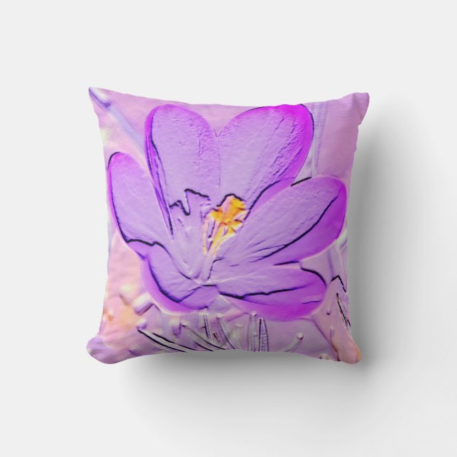 Coussin d'accentuation de crocus violet embouti (Recto)