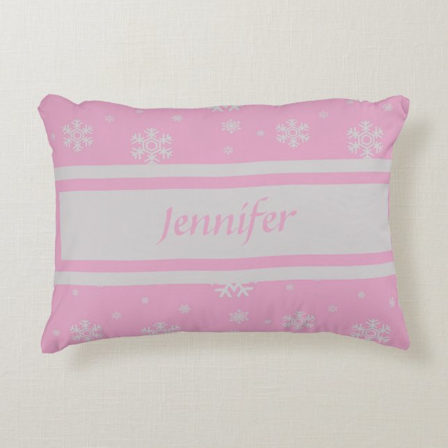 Coussin d'accentuation d'un flocon rose clair pers (Devant)