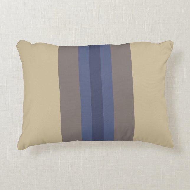 Coussin d'accentuation moderne bleu beige rayé (Devant)