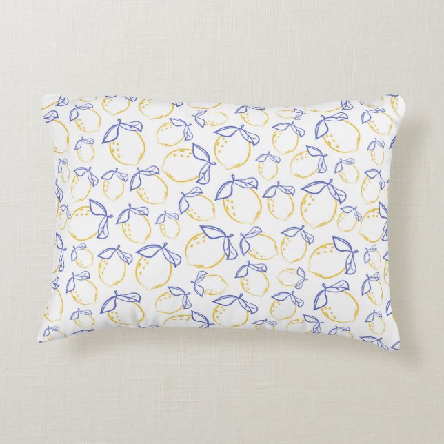 Coussin d'accentuation Motif au citron tiré à la m (Dos)