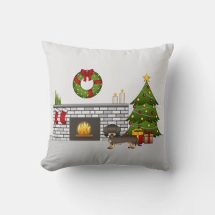 Coussin Dachshund à poil dur sanglier - Chambre de Noël