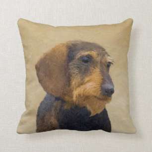 Coussin Dachshund (À poils durs) Peinture Dog Art origina
