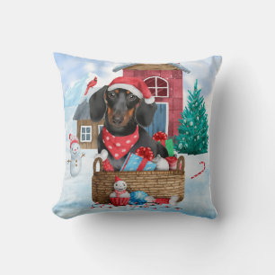 Coussin Dachshund Chien dans la neige Maison de Chien de N